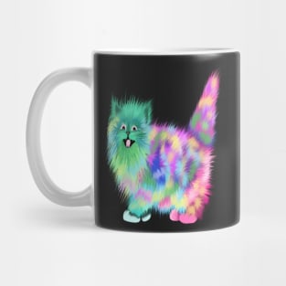 Colorful rainbow acid cat in space Mug